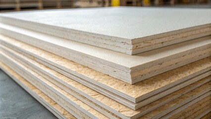 Aufkleber - A closeup of the edges of a stack of underlayment sheets highlighting their robust construction while soft light filters in and highlights the texture.