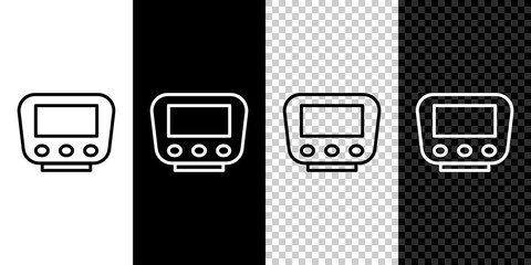 Poster - set line bicycle speedometer icon isolated on black and white background. vector