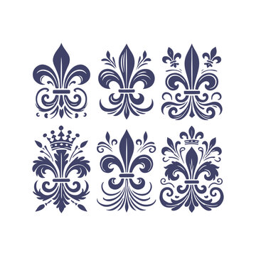 Set of Fleur-de-lis Symbols Collection Vector Design Illustration