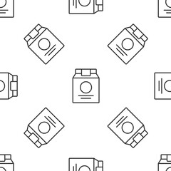 Poster - Grey line Online ordering and fast food delivery icon isolated seamless pattern on white background. Vector