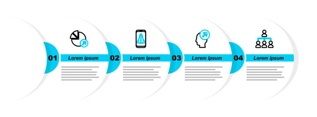 Poster - set line hierarchy organogram chart, head hunting concept, startup project and financial growth icon