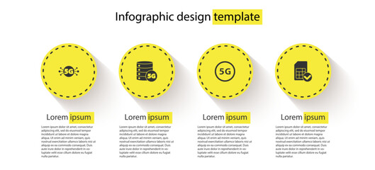 Poster - set 5g network, server, and sim card. business infographic template. vector