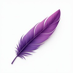 Poster - Elegant purple feather against a clean white background, showcasing its delicate and intricate details.