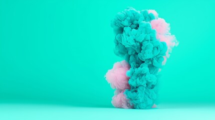 Poster - a captivating fusion of blue and green smoke, forming a dreamlike setting.
