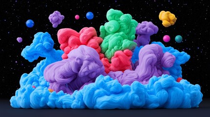 Poster - A lively cosmic scene featuring swirling colors against a backdrop of stars.