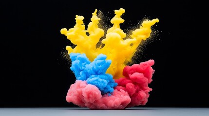 Poster - A dynamic mix of smoke in vivid shades of yellow, pink, and orange.