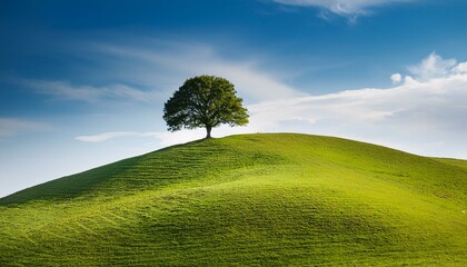 Wall Mural - single tree on hill top, AI generated