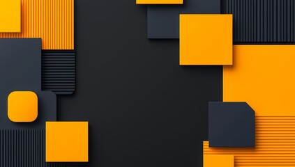 Poster - A composition of abstract art with layered shapes in red, yellow, and black.