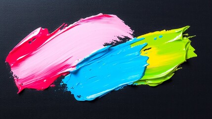 Poster - Vibrant swirls of paint in green, blue, red, and black create an abstract design.