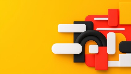 Poster - A composition of abstract geometric shapes in bright colors.