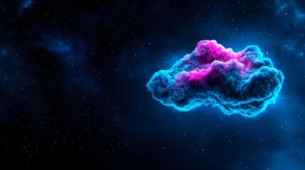 Poster - An abstract depiction of a cosmic background with particles scattered across dark space.