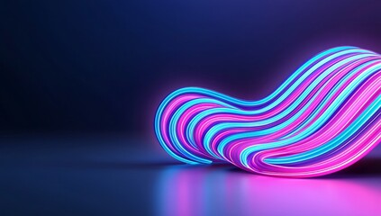 Poster - A vibrant abstract design with pink and blue geometric shapes set against a black background.