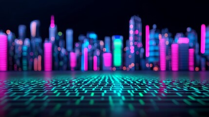 Poster - A surreal digital landscape featuring luminous cubes and a futuristic ambiance.