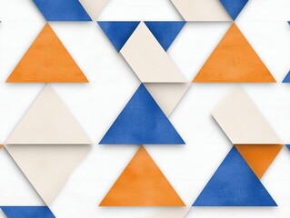 Poster - A pattern of textured triangles in natural hues, arranged geometrically.