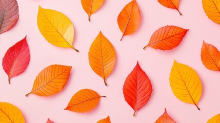 Poster - A dynamic composition of layered leaves in warm, transitioning colors.