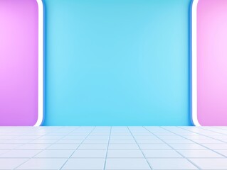 Poster - A lively, modern tunnel illuminated by bright lights and adorned with grid designs.
