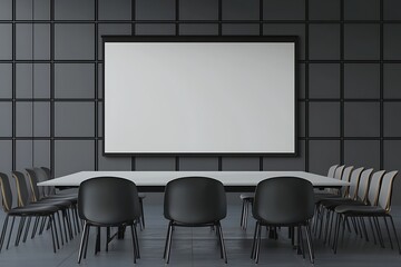 Poster - A 3D rendering of a blank white projection screen suitable for various creative projects.