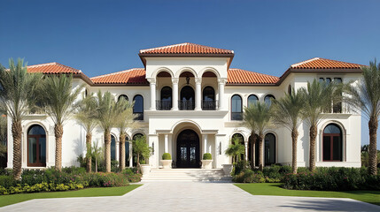 Wall Mural - Mediterranean Villa Home with Terracotta and Arches, Santa Barbara Estate