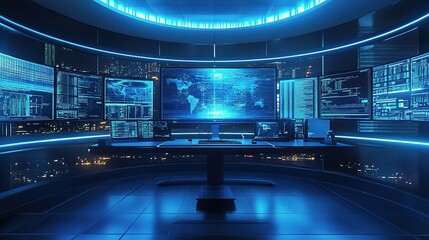 Poster - High-Tech Gaming Setup with Multiple Monitors in Modern Environment