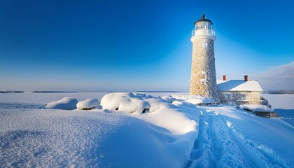 Poster - lighthouse in the snow