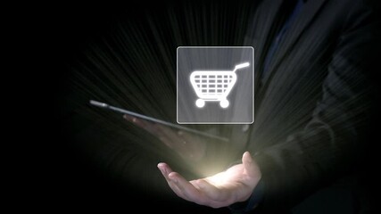 Poster - business person integrates omni-channel strategies, enhancing online shopping and marketing reach. d