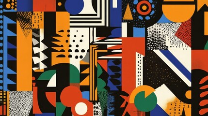 Poster - Abstract geometric pattern with vibrant colors and shapes, modern design concept