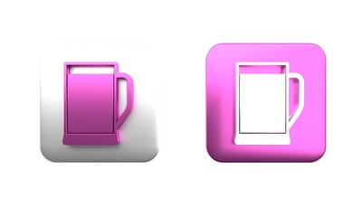 Sticker - Colorful Glass of beer icon isolated on white background. Square button. 3D render illustration