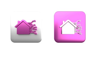 Poster - colorful smart home icon isolated on white background. remote control. square button. 3d render illu