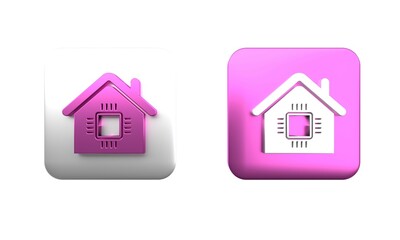 Poster - colorful smart home icon isolated on white background. remote control. square button. 3d render illu