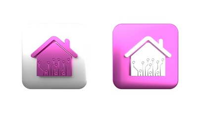 Poster - colorful smart home icon isolated on white background. remote control. square button. 3d render illu