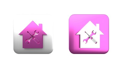 Poster - colorful house or home with screwdriver and wrench icon isolated on white background. adjusting, ser