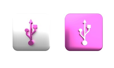 Poster - Colorful USB symbol icon isolated on white background. Square button. 3D render illustration