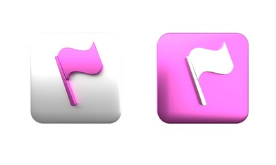 Poster - colorful flag icon isolated on white background. square button. 3d render illustration