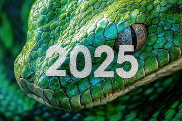 Poster - Close-up of a green snake's head with the text 