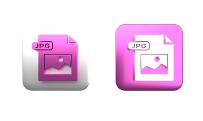 Poster - Colorful JPG file document. Download image button icon isolated on white background. JPG file symbol. Square button. 3D render illustration