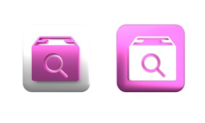Poster - colorful search package icon isolated on white background. parcel tracking symbol. magnifying glass 