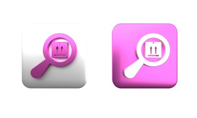 Poster - colorful search package icon isolated on white background. parcel tracking symbol. magnifying glass 