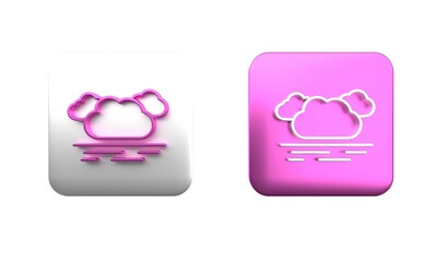 Poster - colorful cloud icon isolated on white background. square button. 3d render illustration