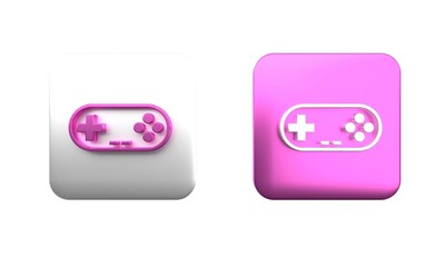Poster - colorful gamepad icon isolated on white background. game controller. square button. 3d render illust