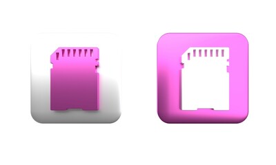 Poster - Colorful SD card icon isolated on white background. Memory card. Adapter icon. Square button. 3D render illustration
