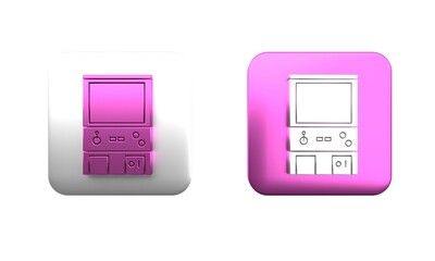 Poster - colorful retro arcade game machine icon isolated on white background. square button. 3d render illus