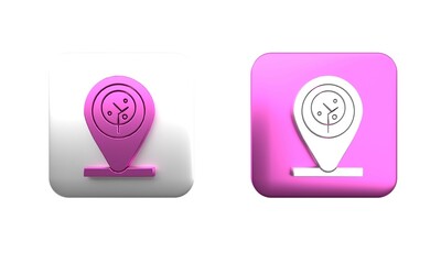 Poster - colorful location and tree icon isolated on white background. square button. 3d render illustration
