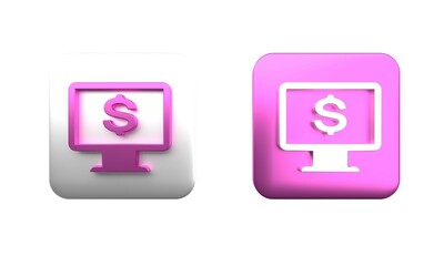 Poster - colorful computer monitor with dollar icon isolated on white background. internet financial security