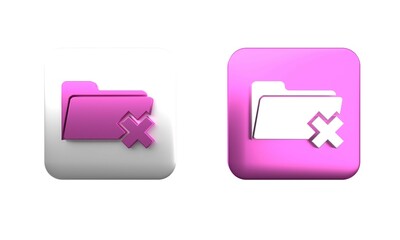 Poster - colorful delete folder icon isolated on white background. folder with recycle bin. delete or error f