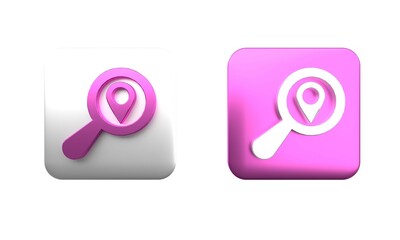 Poster - colorful search location icon isolated on white background. magnifying glass with pointer sign. squa