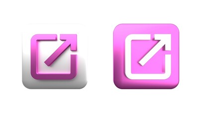 Poster - Colorful Open in new window icon isolated on white background. Open another tab button sign. Browser frame symbol. External link sign. Square button. 3D render illustration