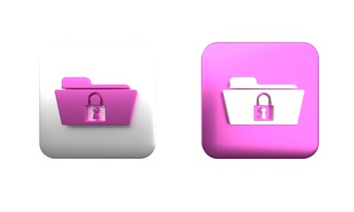 Poster - colorful folder and lock icon isolated on white background. closed folder and padlock. security, saf