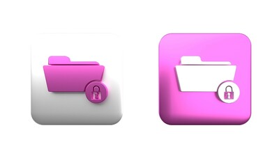 Poster - colorful folder and lock icon isolated on white background. closed folder and padlock. security, saf