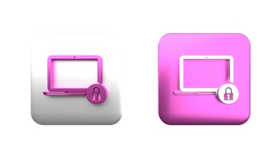 Poster - colorful laptop and lock icon isolated on white background. computer and padlock. security, safety, 