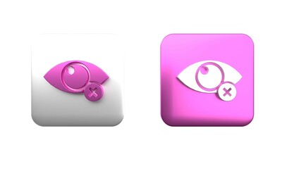 Poster - colorful invisible or hide icon isolated on white background. square button. 3d render illustration